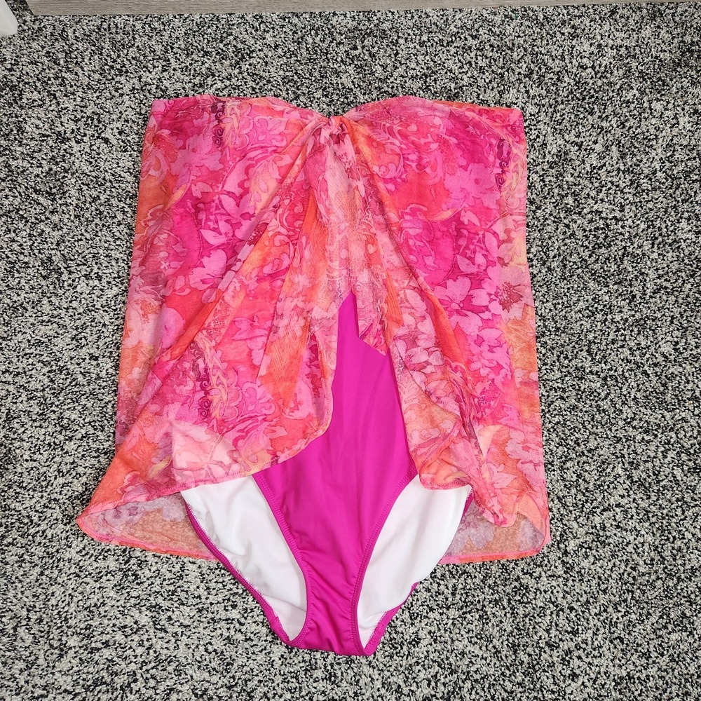 Lauren Ralph Lauren Strapless 1-piece Swimsuit Flyaway Front Slimming Women's 12